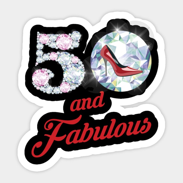 '50 and Fabulous Sparkly Shoes' 50th Birthday Vintage Gift Sticker by ourwackyhome